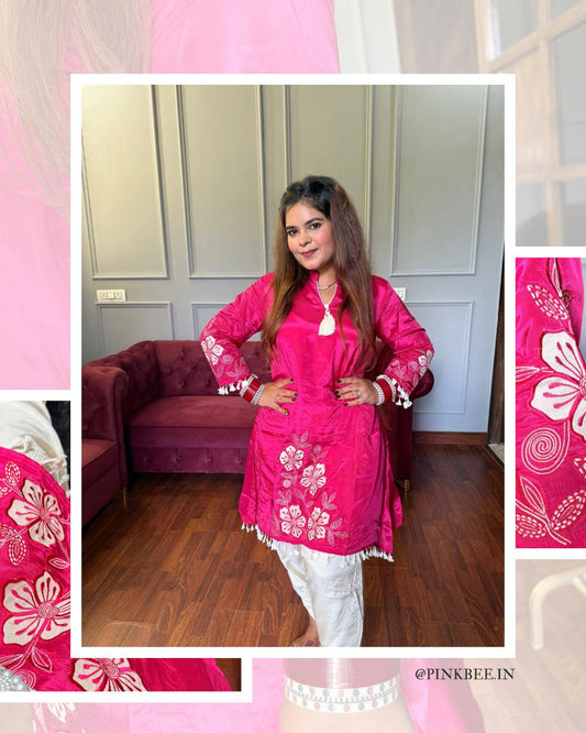 Gulabi Tulip Pants With Floral Crepe Kurta