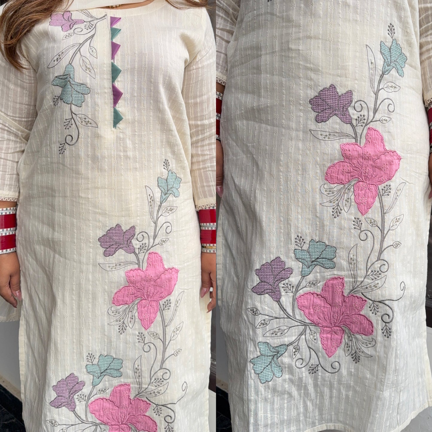 Pure Cotton Floral Embroidered Suit ✨