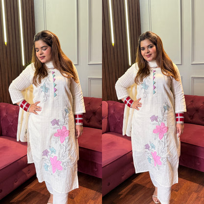 Pure Cotton Floral Embroidered Suit ✨