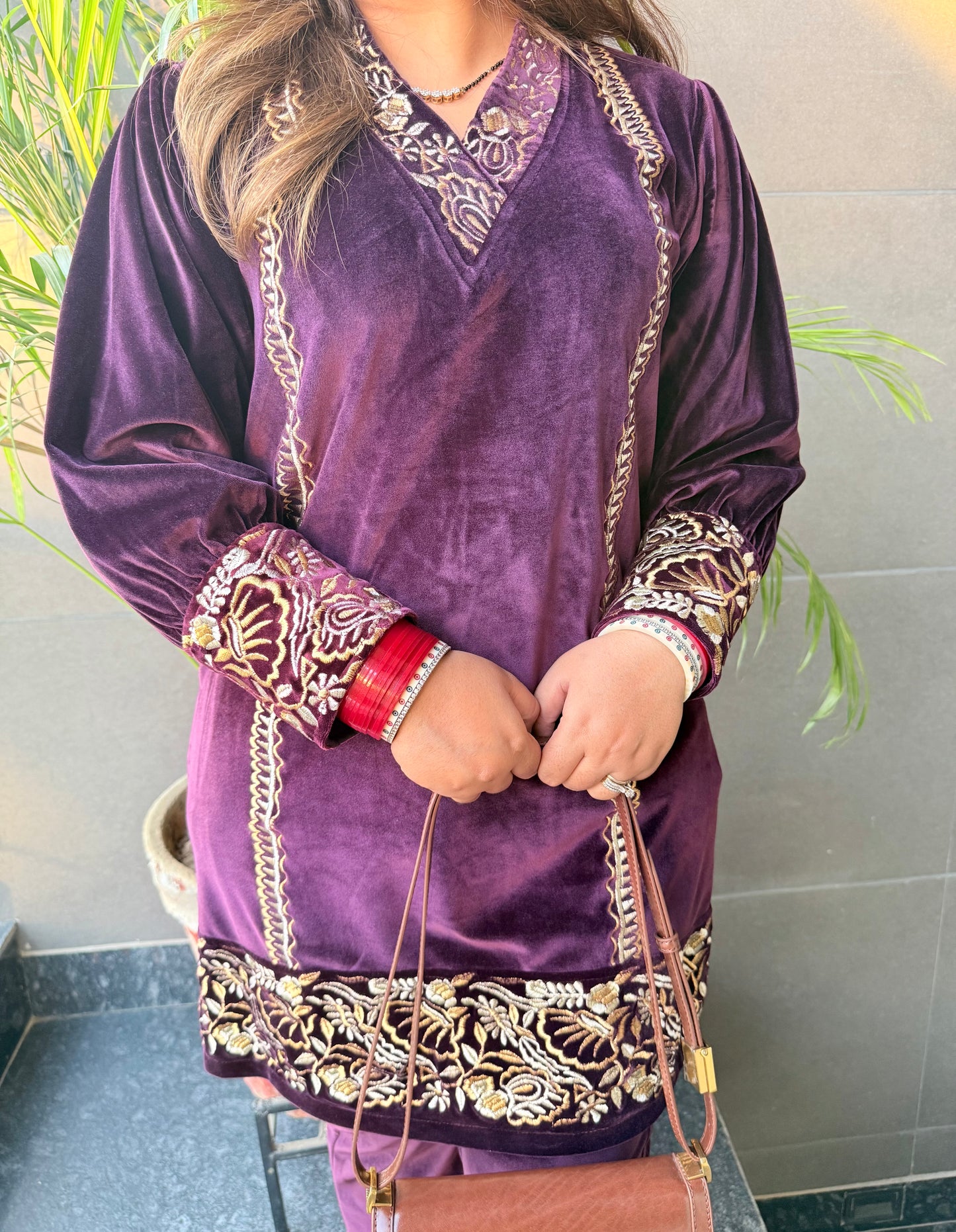 Berry Wine Embroidered Co-ord Set