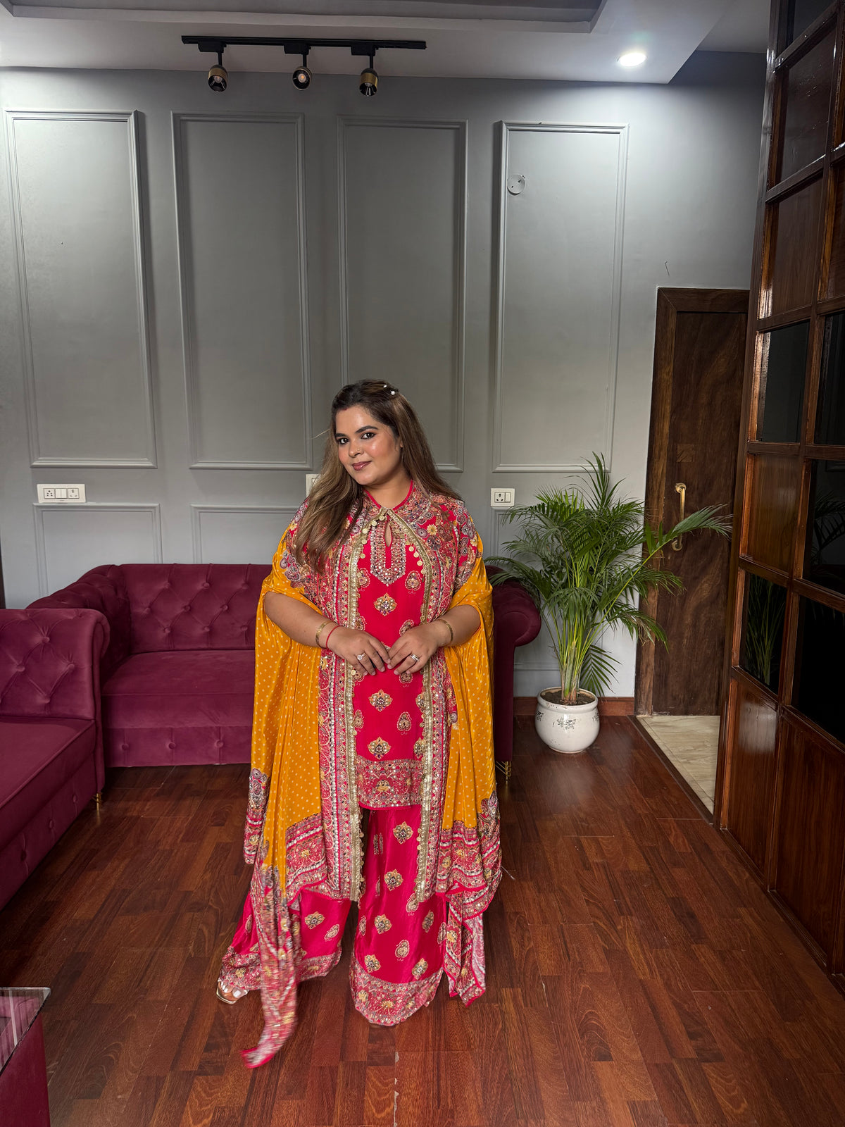 Designer Indo-western Pure Crepe Coord With Cape ✨