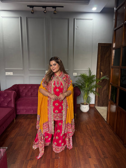 Designer Indo-western Pure Crepe Coord With Cape ✨