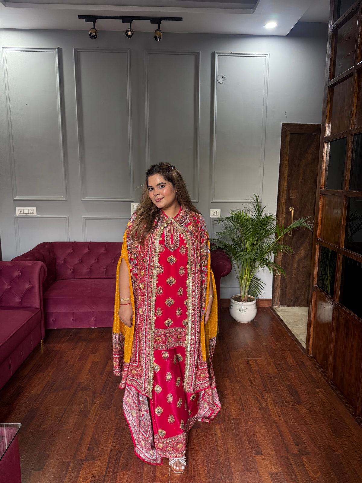 Designer Indo-western Pure Crepe Coord With Cape ✨