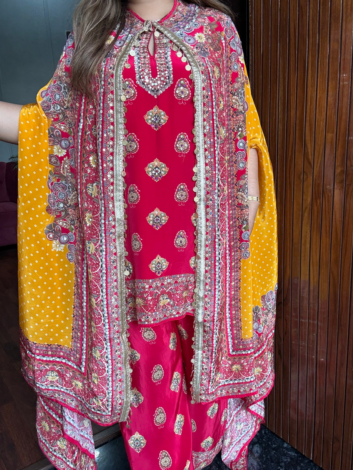 Designer Indo-western Pure Crepe Coord With Cape ✨