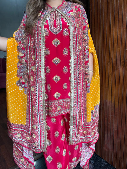 Designer Indo-western Pure Crepe Coord With Cape ✨