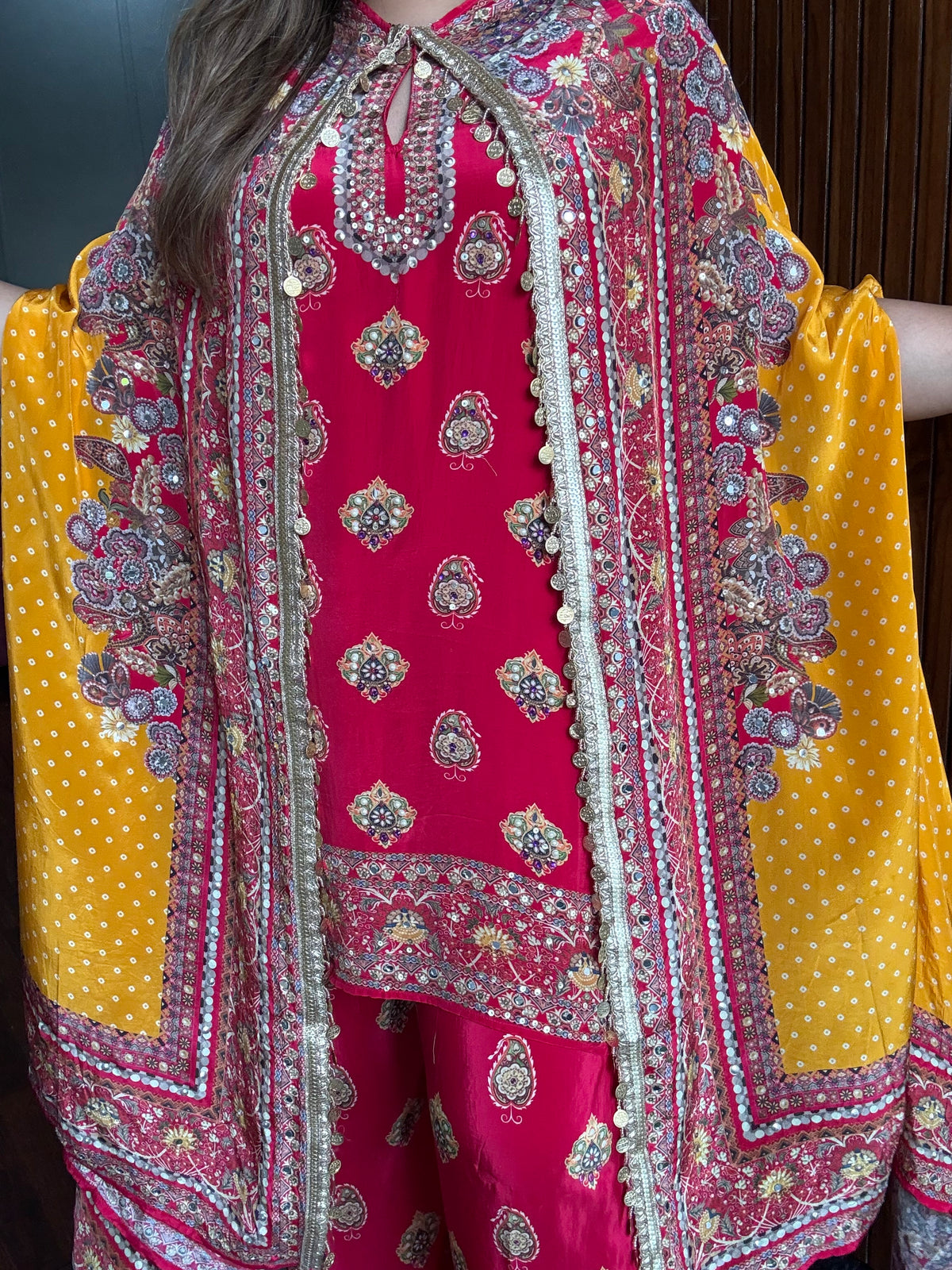 Designer Indo-western Pure Crepe Coord With Cape ✨