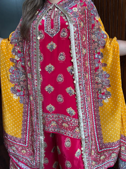 Designer Indo-western Pure Crepe Coord With Cape ✨