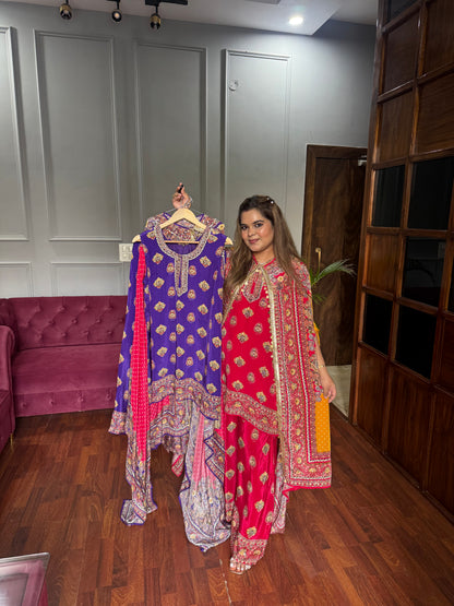 Indo western Pure Crepe Three Piece Set with Handwork