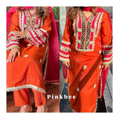 Rust & Rani Gota Mirror Suit