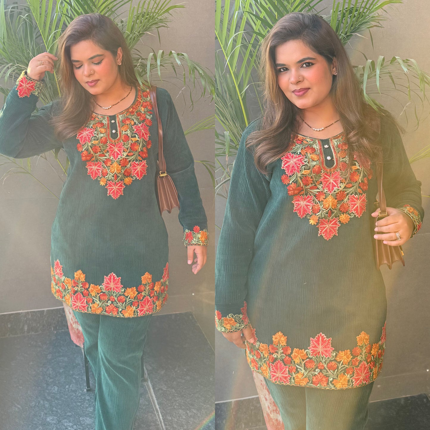 Kashmiri Work Velvet Corduroy Co-ord Set