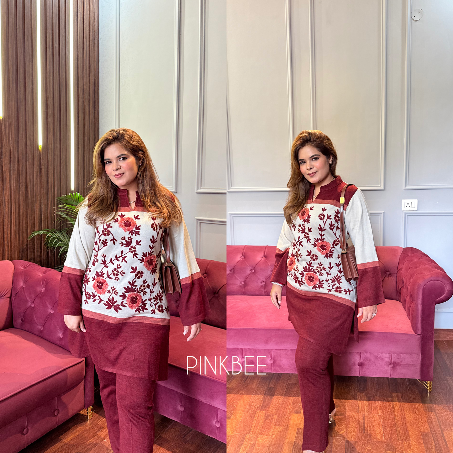 Floral Woolen Two Piece Set