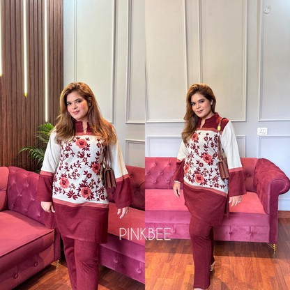 Floral Woolen Two Piece Set