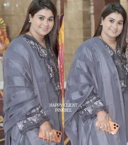 Premium Pakistani Suit With Lace And Cutwork Detailing & Satin finish Duppatta 🤍