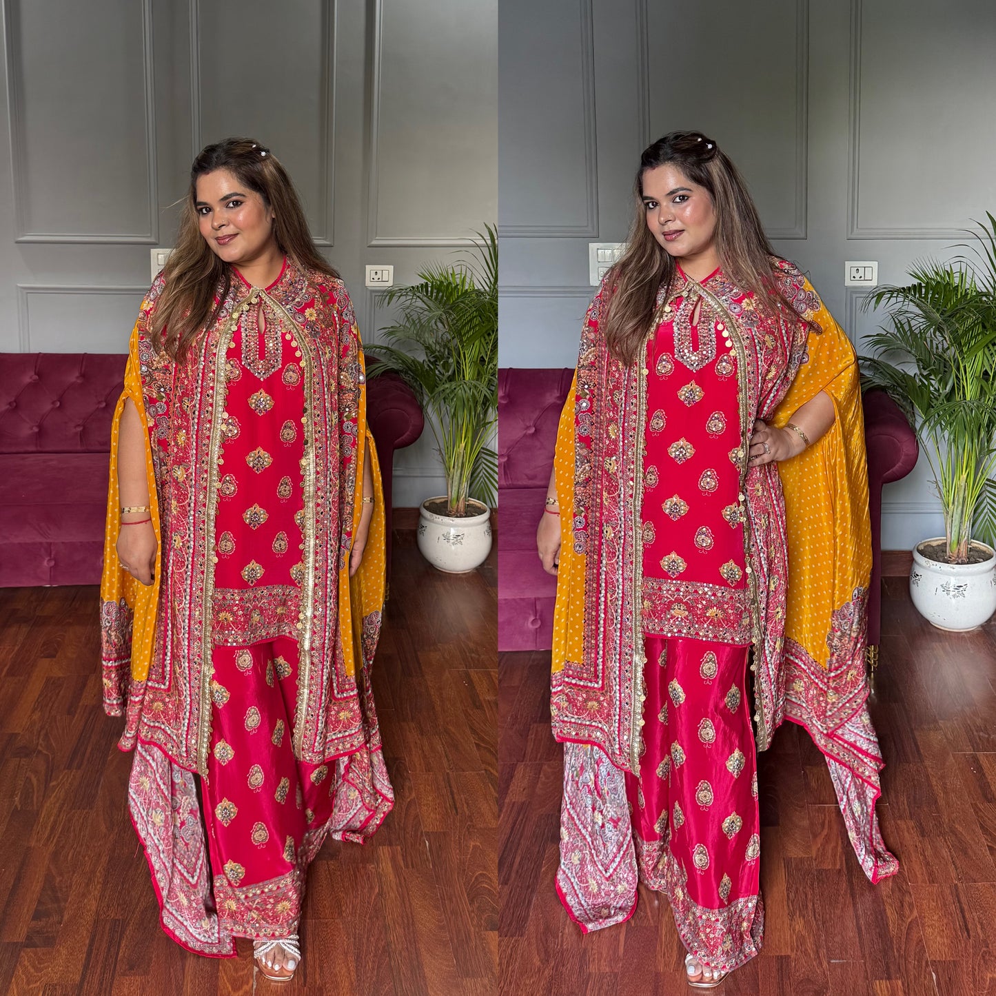 Designer Indo-western Pure Crepe Coord With Cape ✨