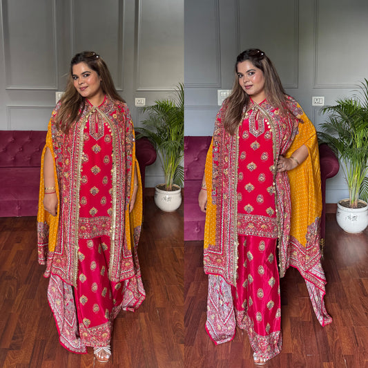 Designer Indo-western Pure Crepe Coord With Cape ✨